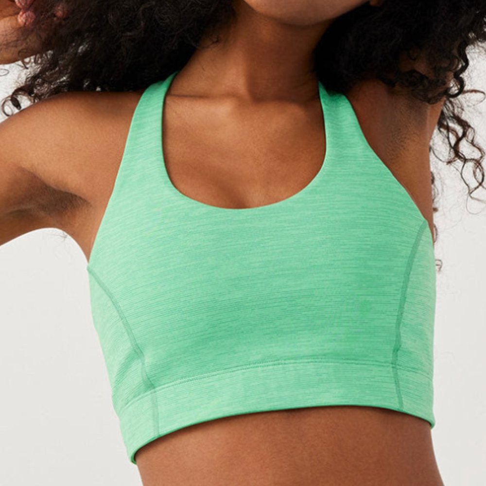 OUTDOOR VOICES   Doing Things Perforated Techsweat Sports Bra In Jadeite in XS